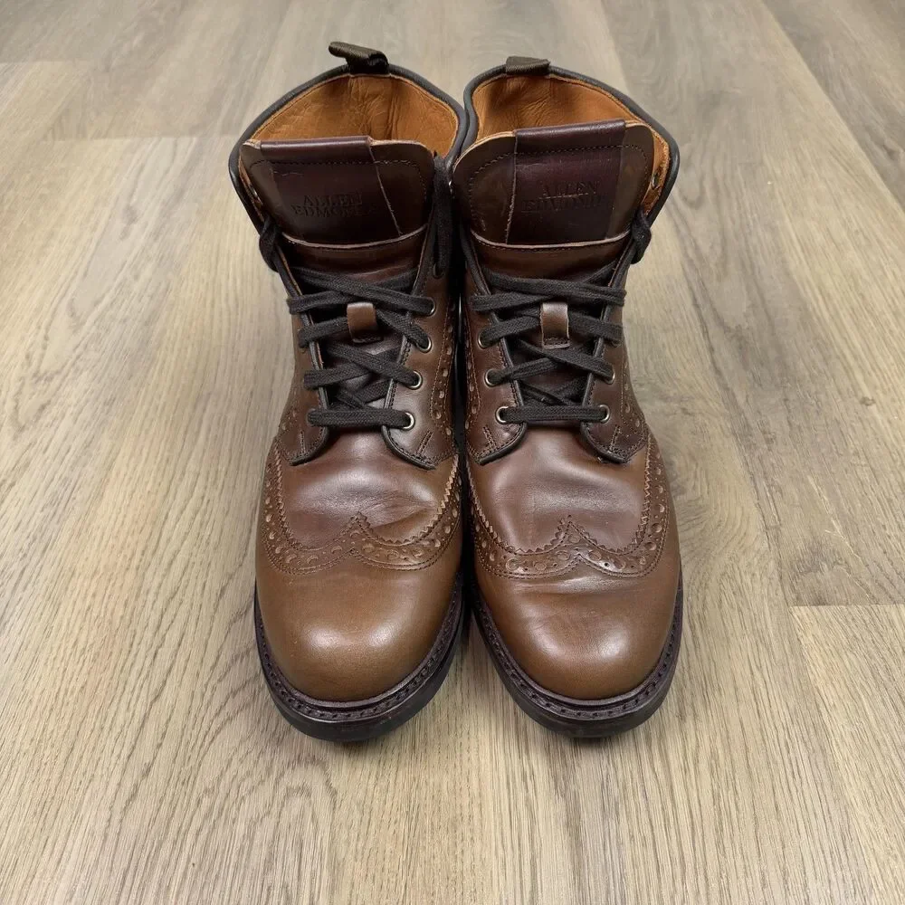 Allen Edmonds Boots Mens Size 8 Brown Chapman Leather Wingtip Weatherproof Lug